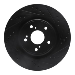 Honda CR-V Brake Rotor (1) - Front Right - R1 Concepts - Drilled & Slotted - Black - `20-`22